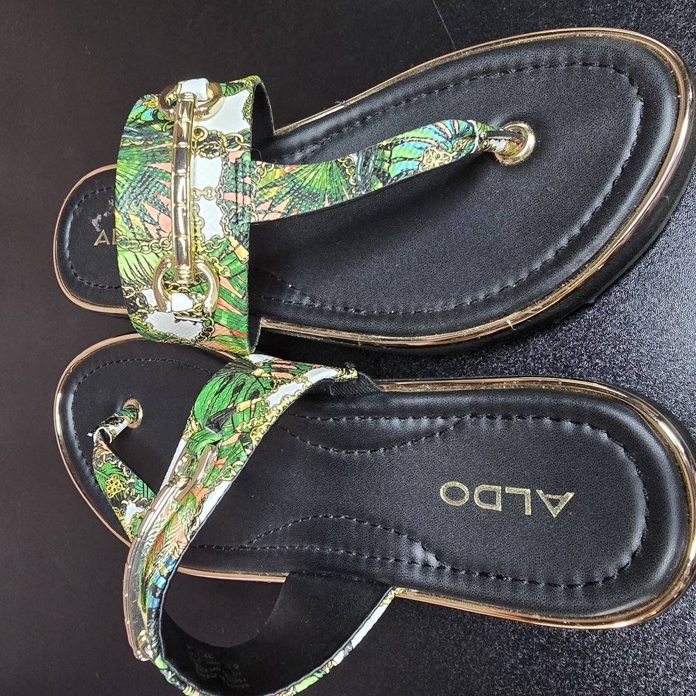 ALDO Women's Tropical Print Sandals - Black and Green